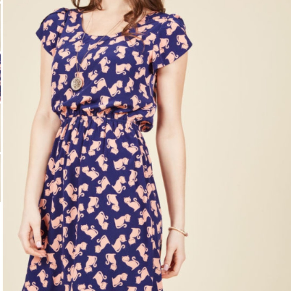 Modcloth Oh My Gosh A-line dress in Cats